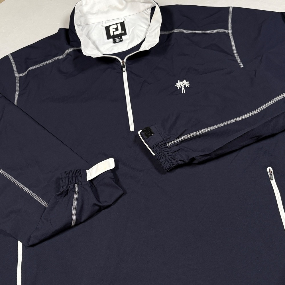 FootJoy FJ Golf Wind Shirt Pullover Mens 2XL Navy Blue White Half Zip 32659